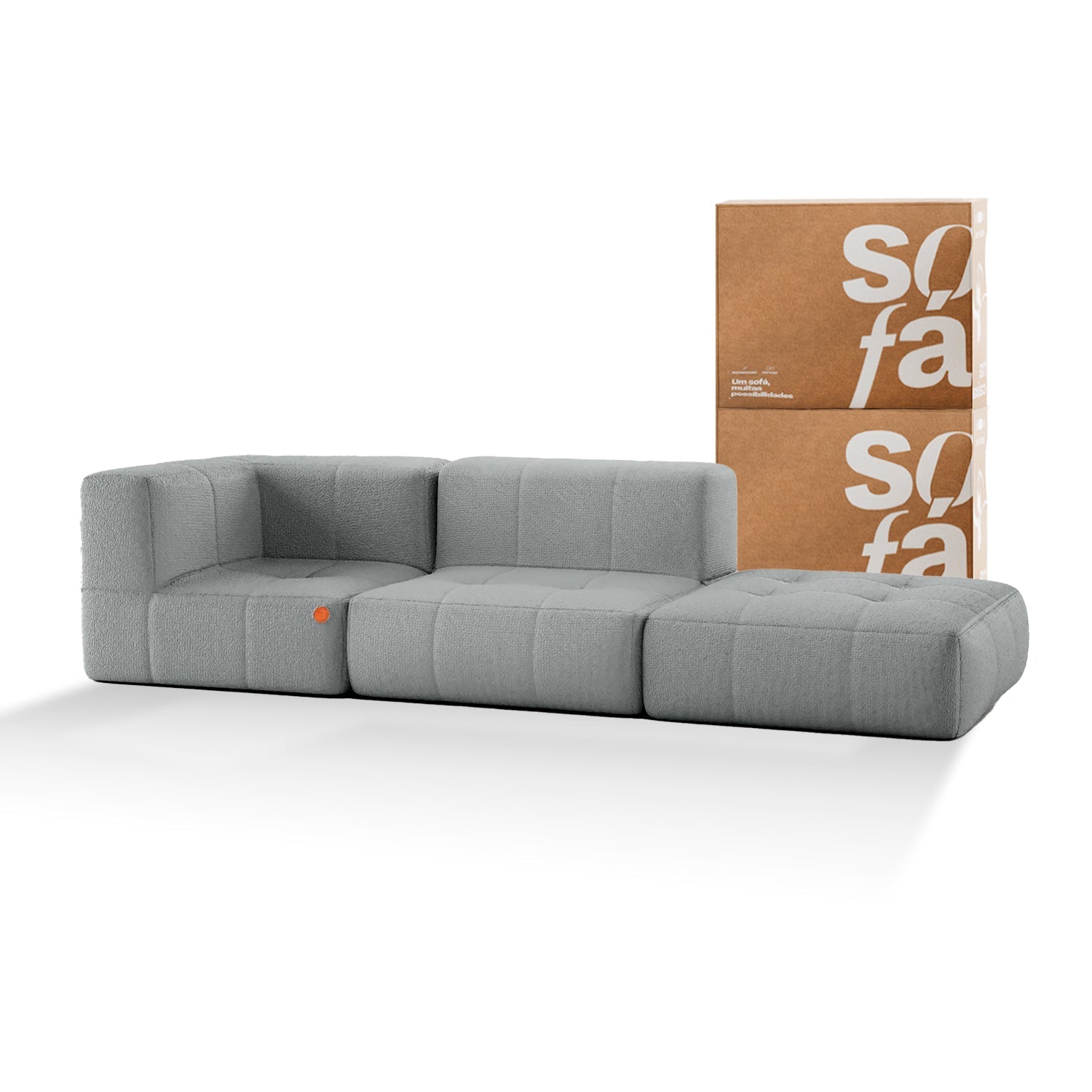 The Growing Sofa | 5-Piece Modular Sofa with 1 Corner Piece, 2 Armless Chairs, and 2 Ottomans - Gray