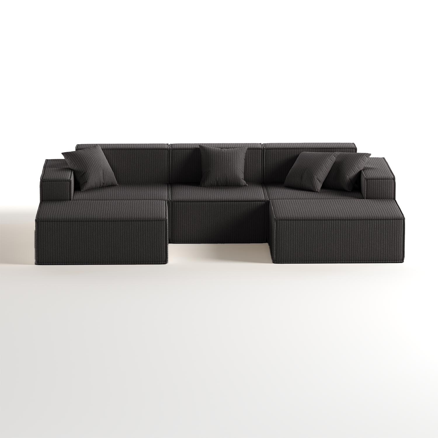 The growing sofa Pelion 3 seats + 2 chaises in Boucle - Gray