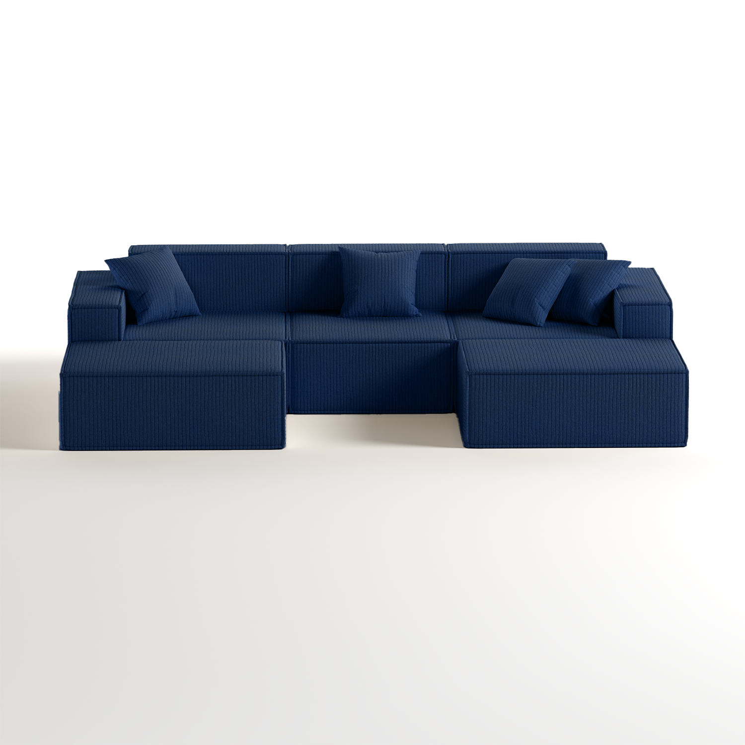 The growing sofa Pelion 3 seats + 2 chaises in Boucle - Blue