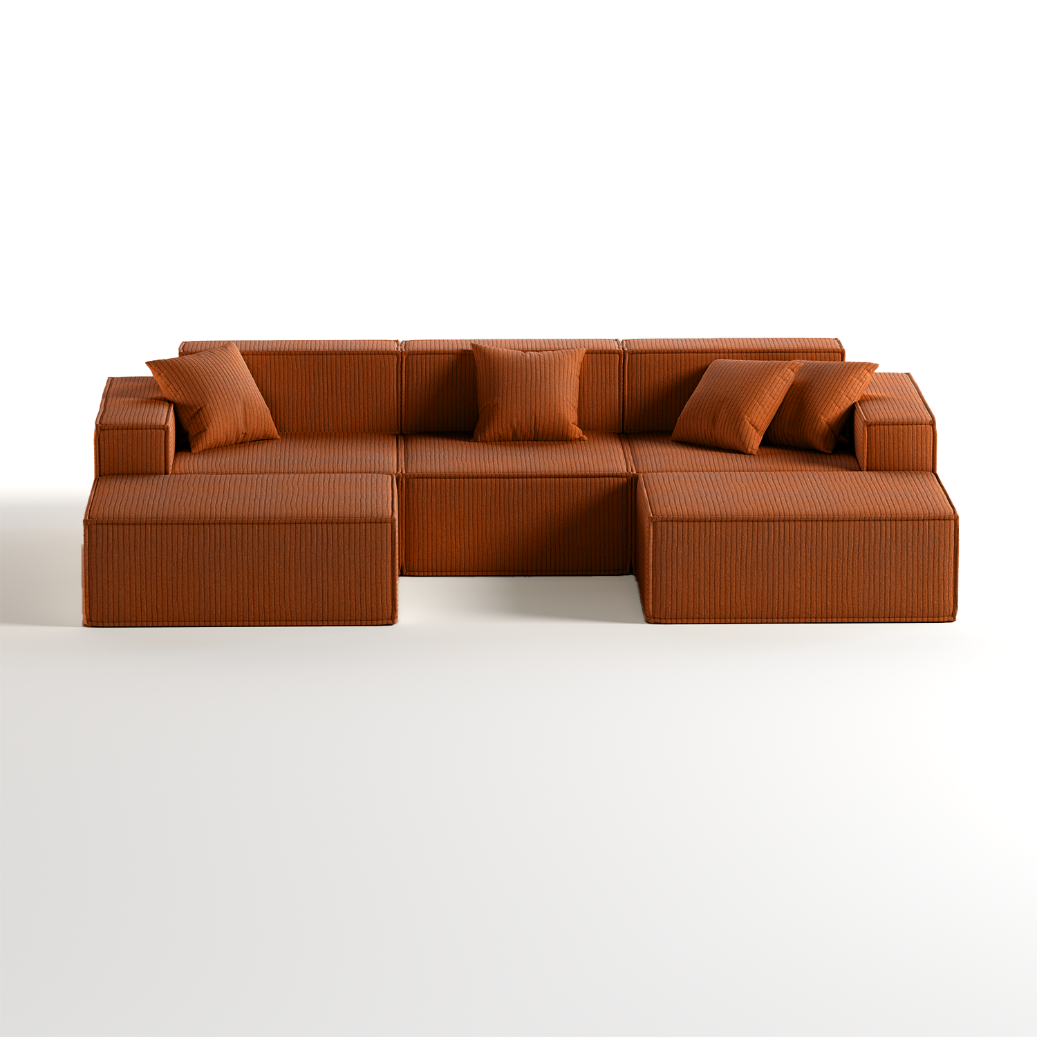 The growing sofa Pelion 3 seats + 2 chaises in Boucle - Orange