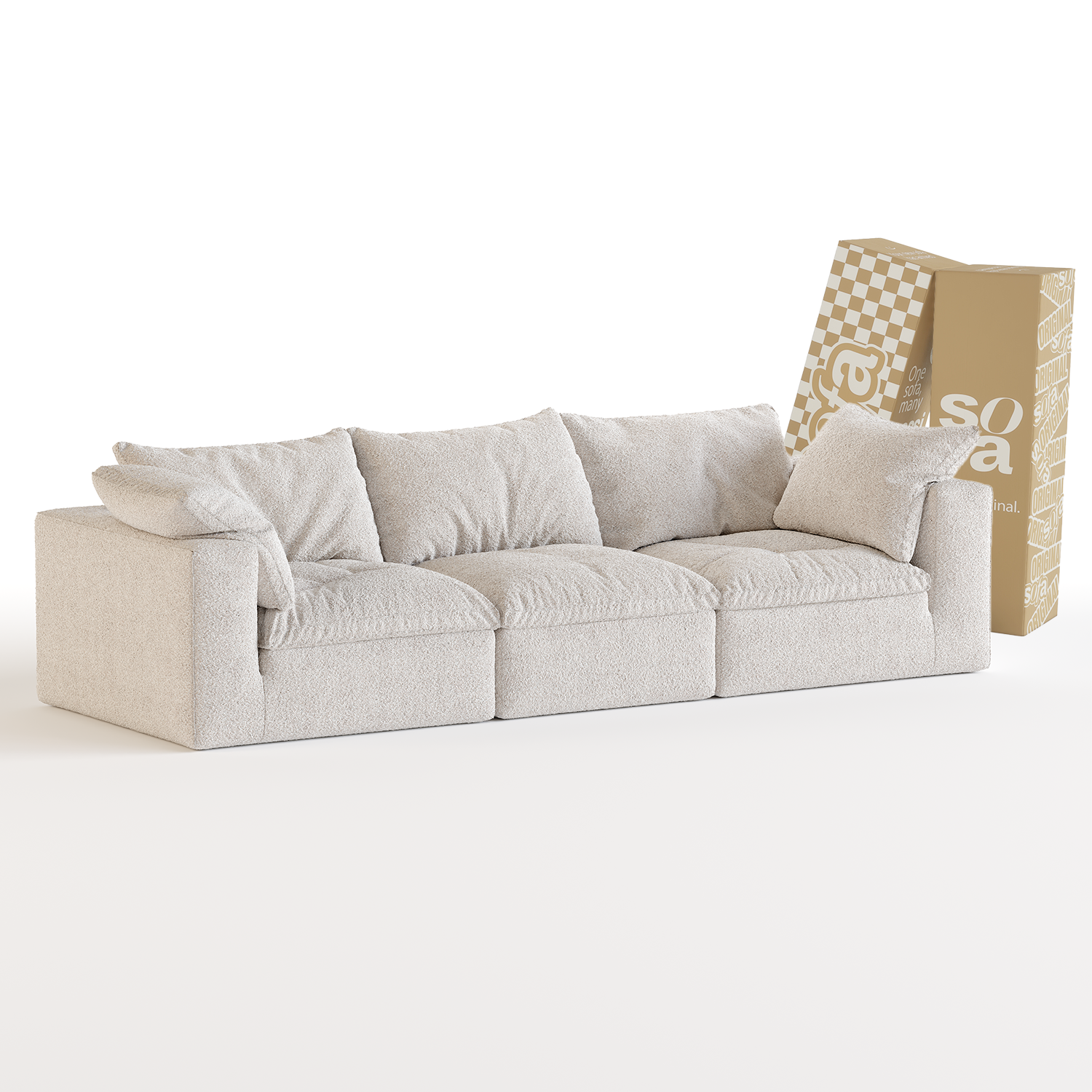 The growing sofa Siena 3 seats in Boucle - Linen