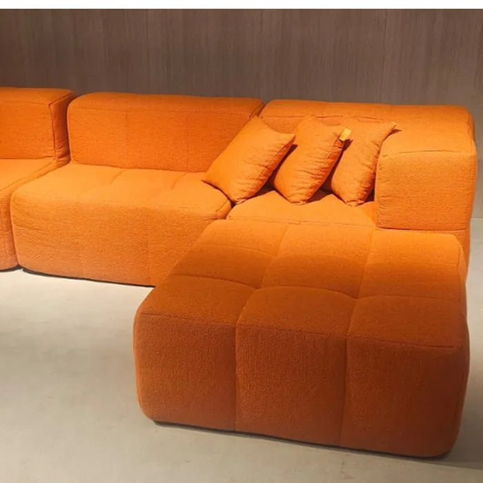 The Growing Sofa | 4-Piece Modular Sofa with 1 Corner Pieces, 2 Armless Chair, and 1 Ottoman - Orange