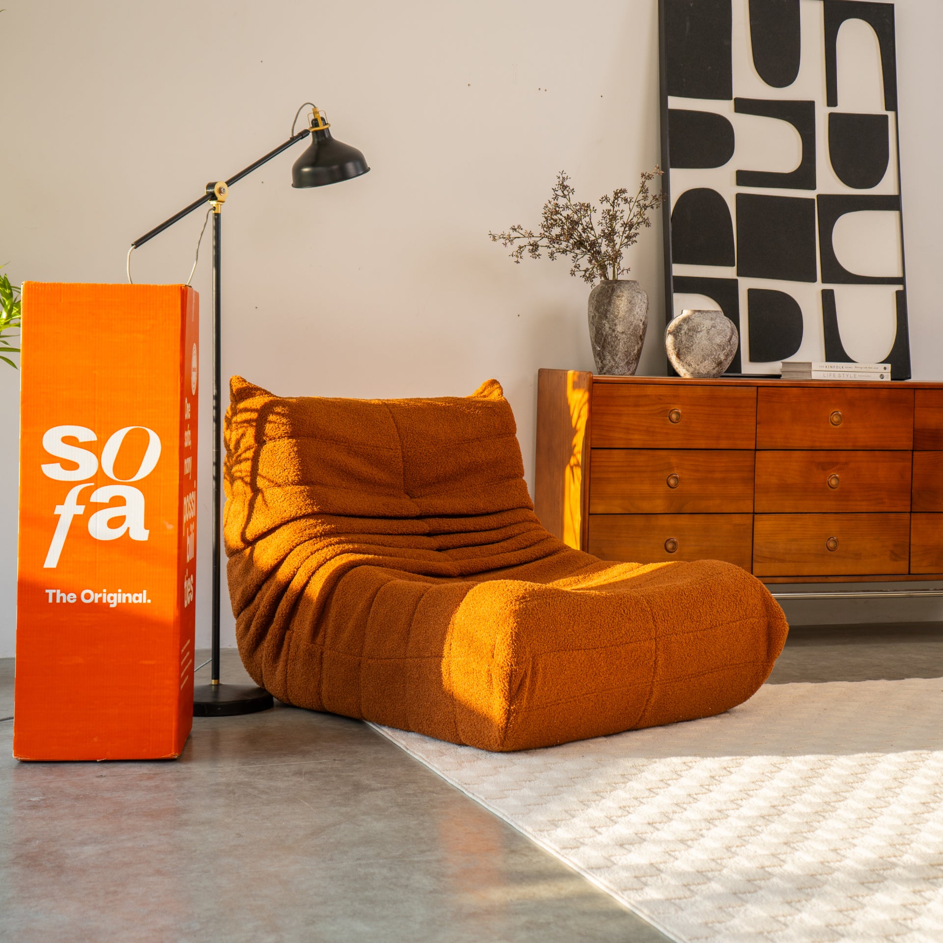 The growing sofa 1973 1 seat in Boucle - Orange