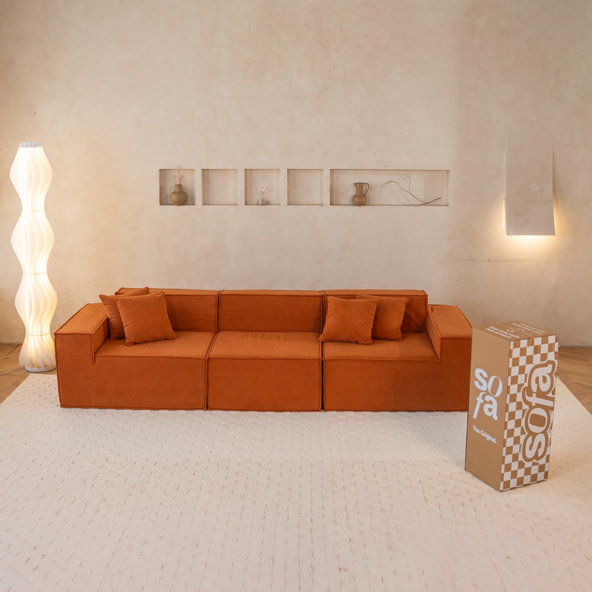 The growing sofa Pelion 3 seats in Boucle - Orange