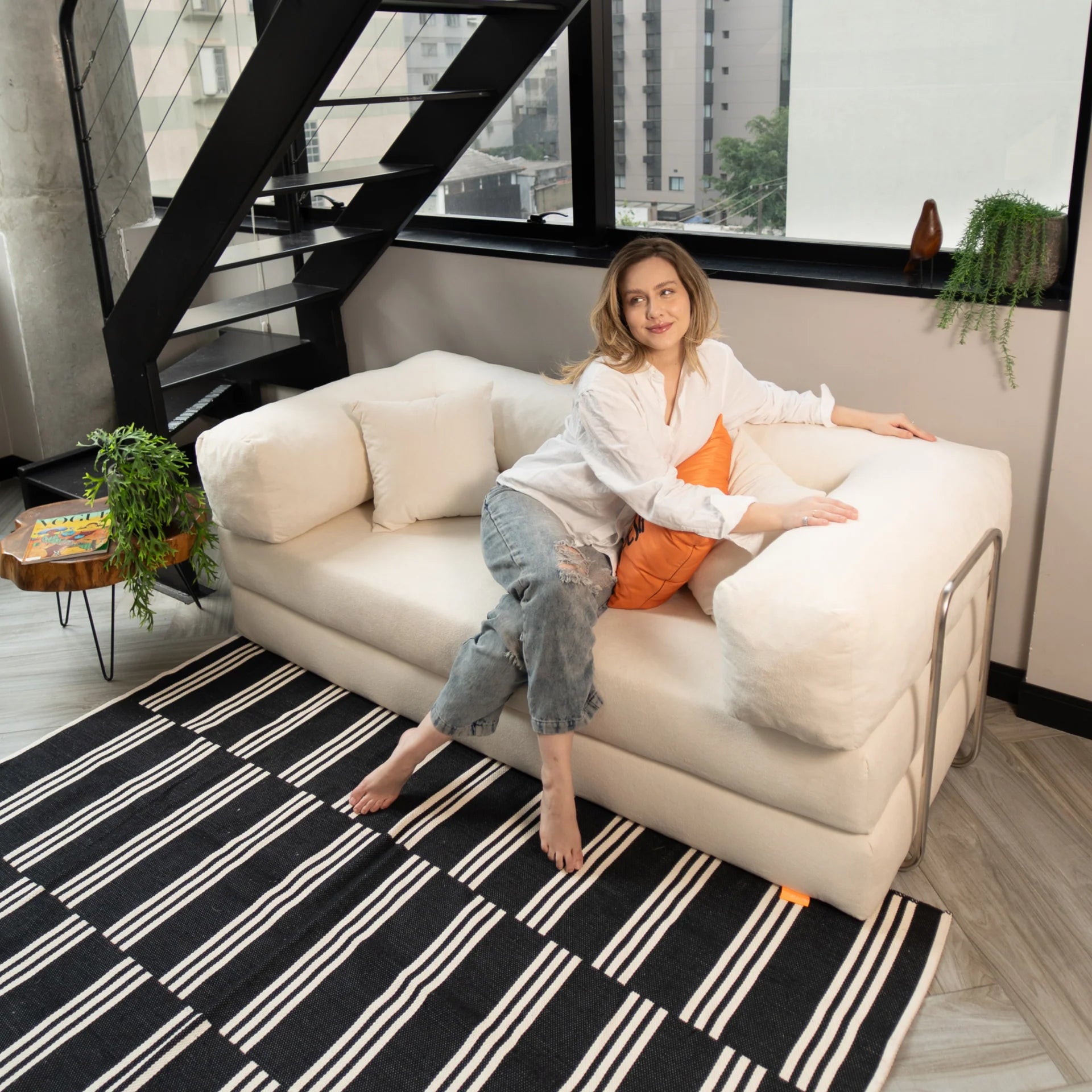 The Growing Sofa | Bloom Sofa Bed Boucle - Orange