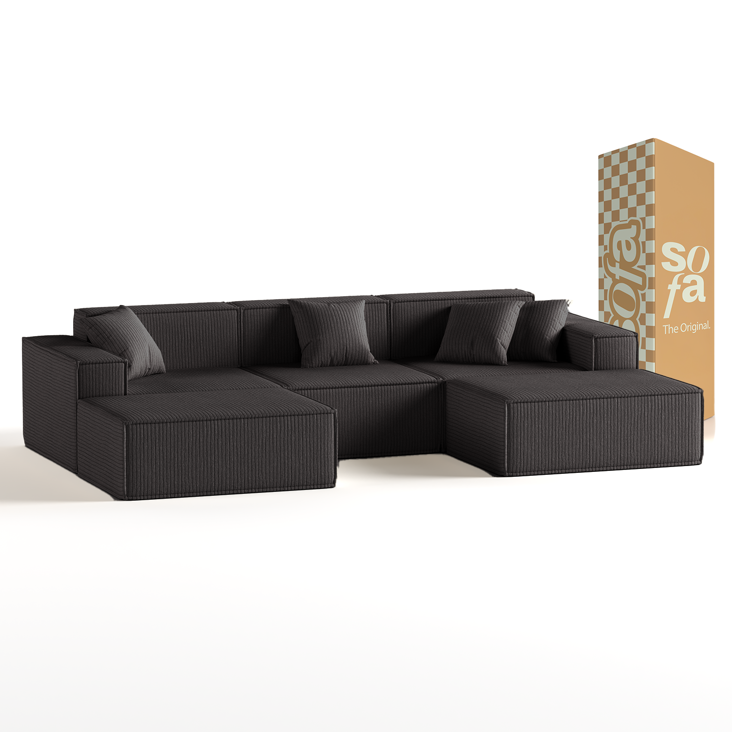 The growing sofa Pelion 3 seats + 2 chaises in Boucle - Gray