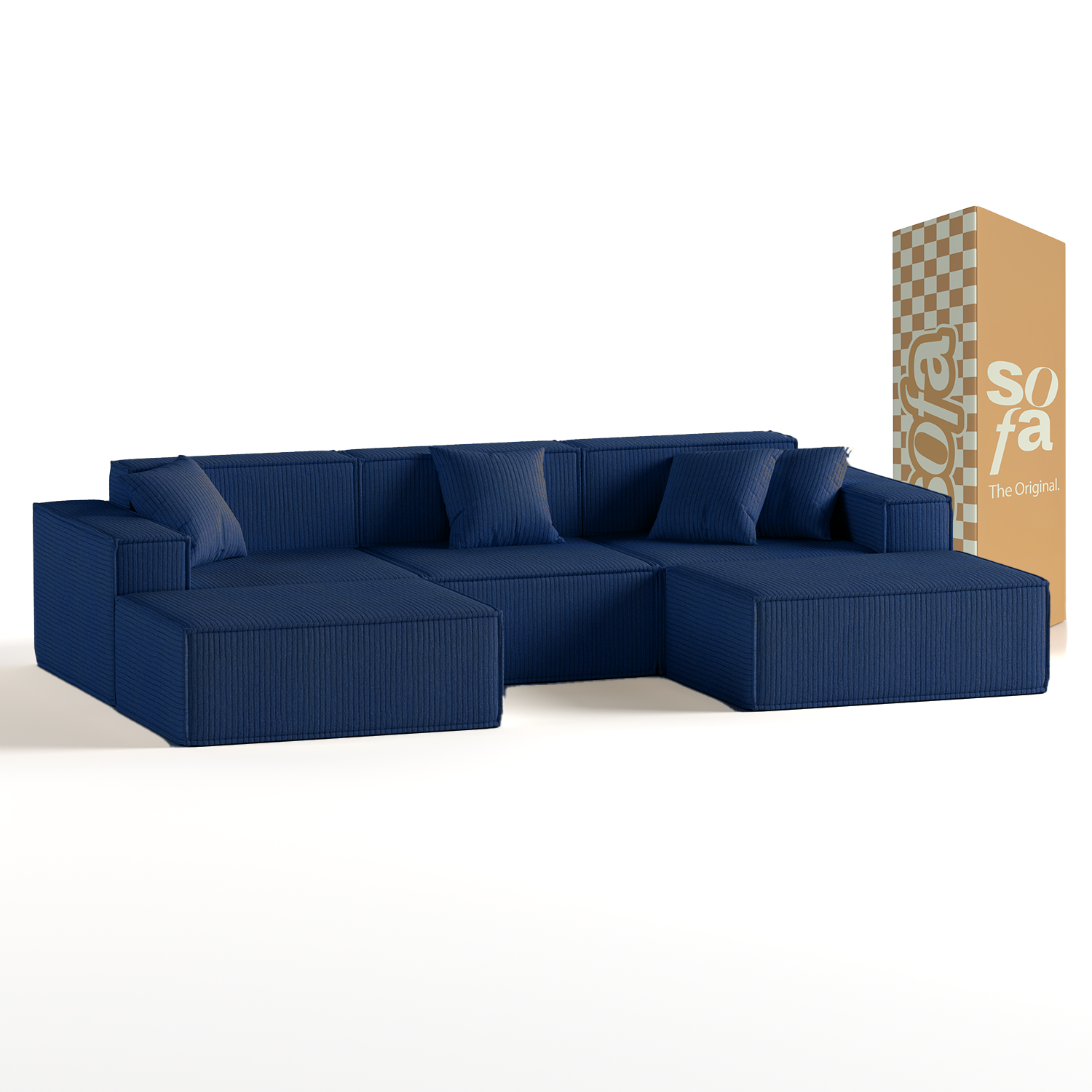 The growing sofa Pelion 3 seats + 2 chaises in Boucle - Blue