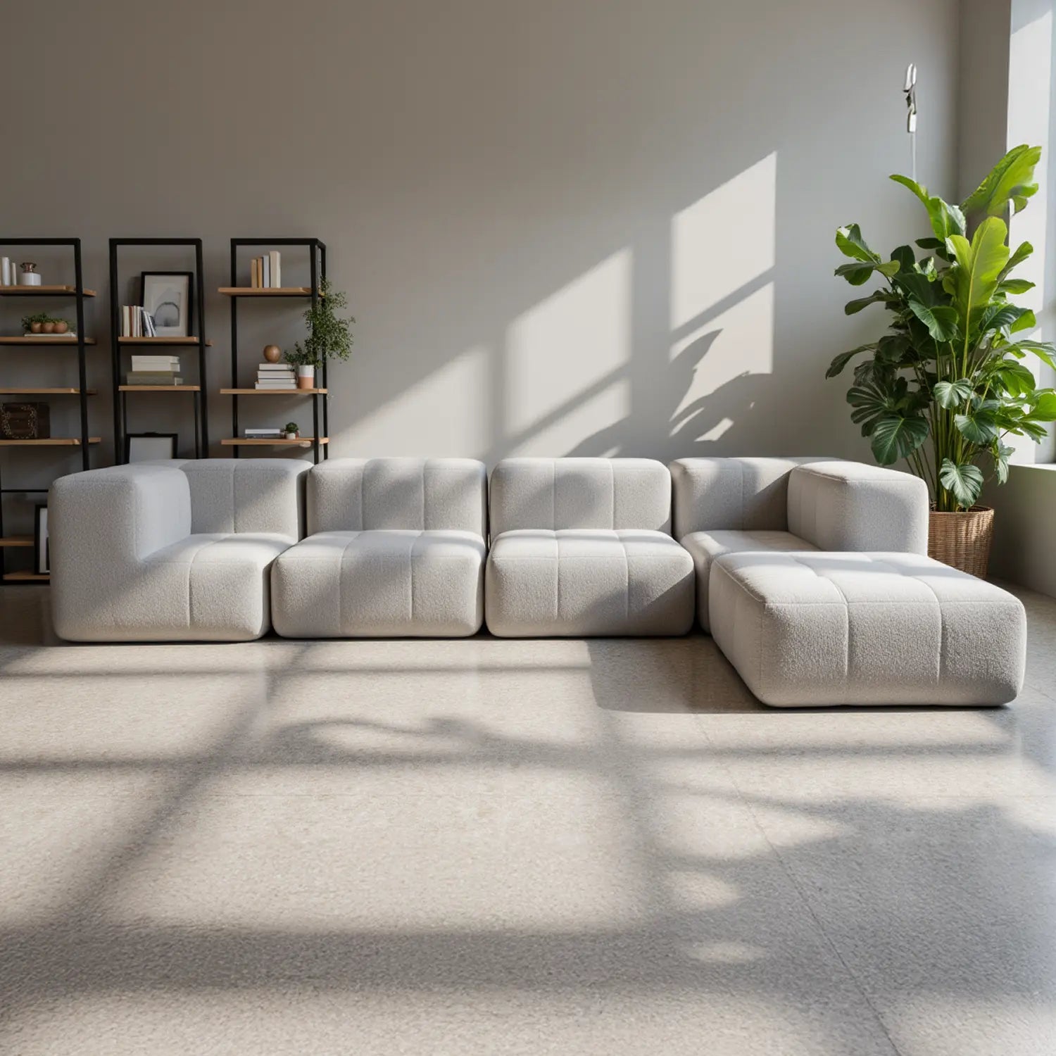 The Growing Sofa | 4-Piece Modular Sofa with 3 Armless Chairs and 1 Ottoman - Gray