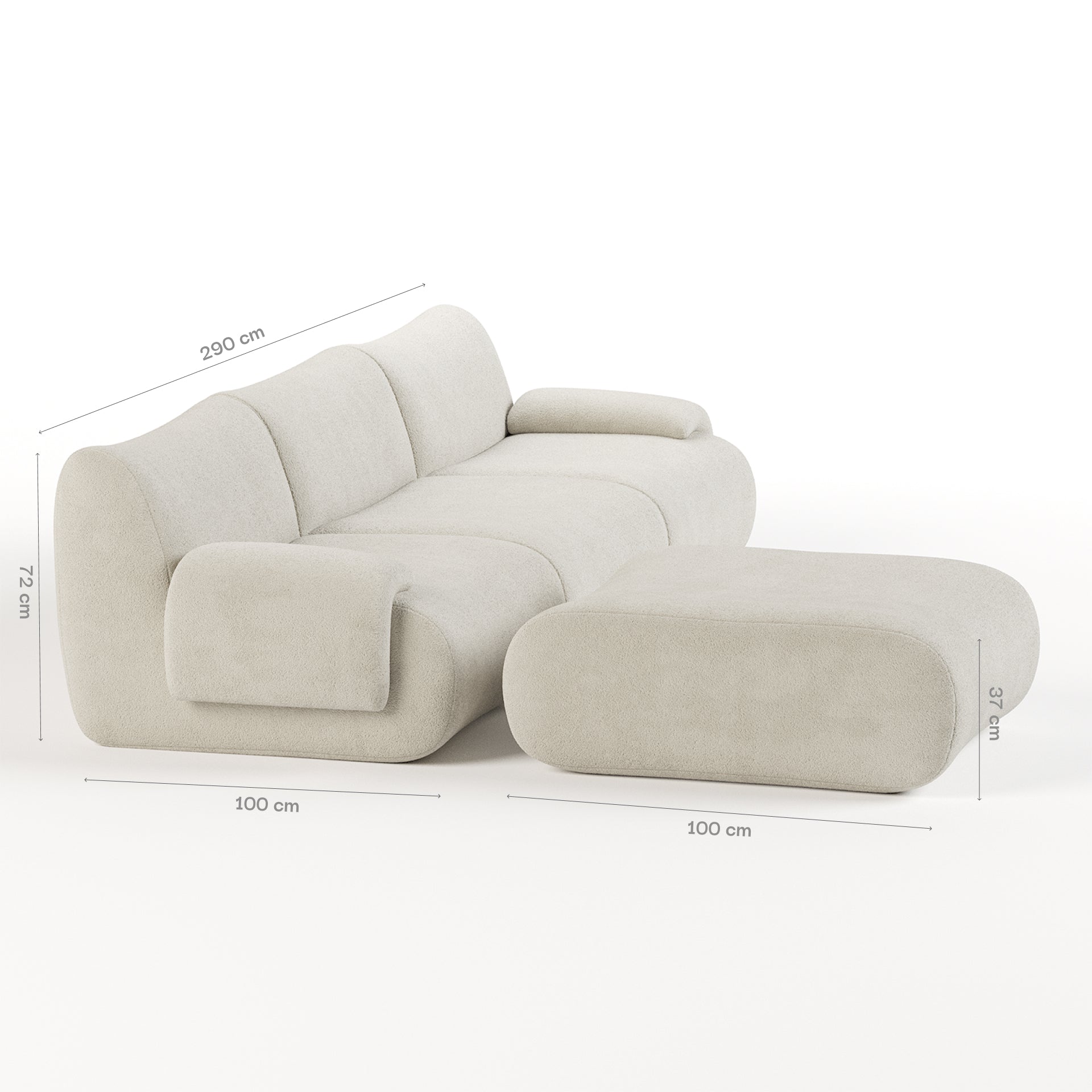 The growing sofa Horizon in Boucle - Linen