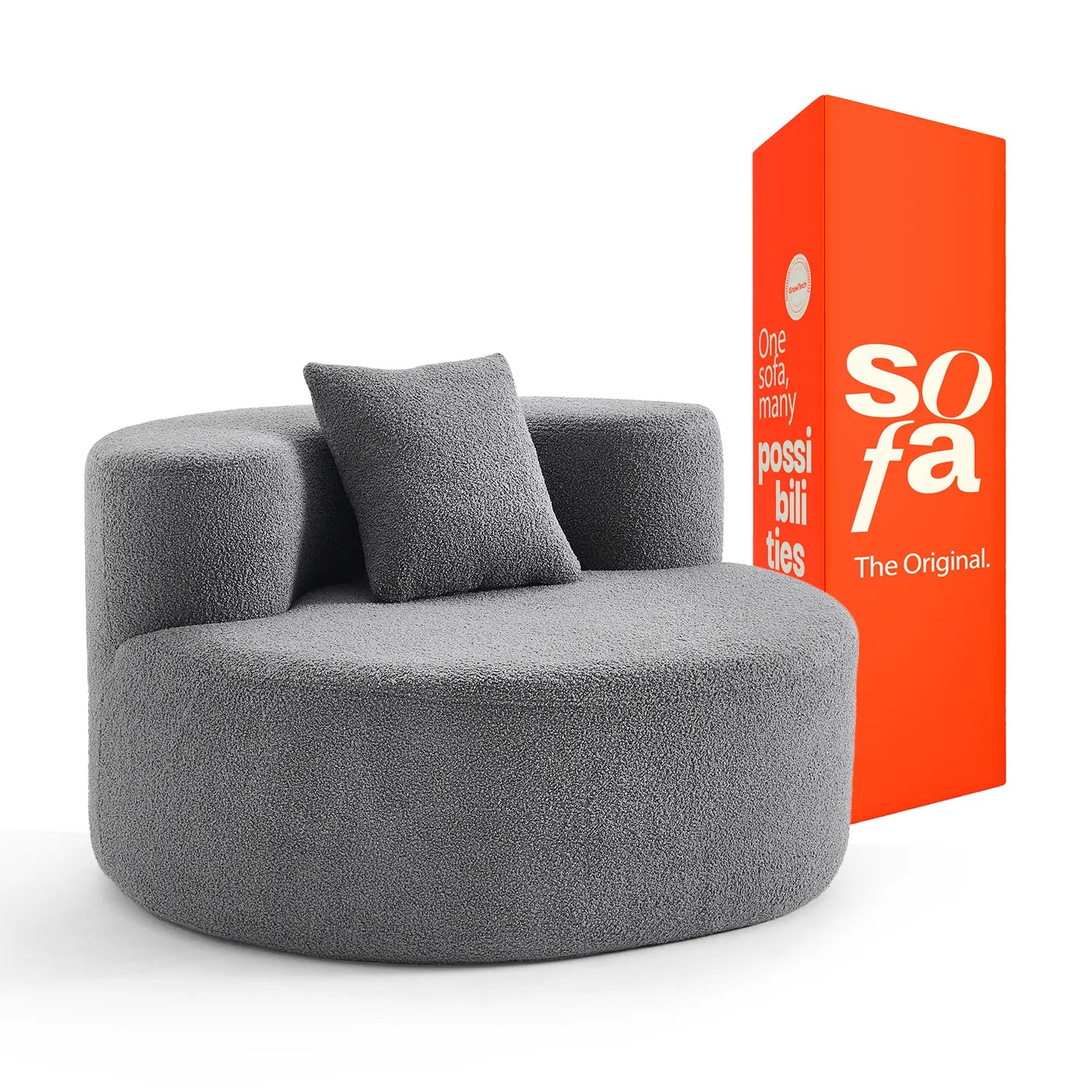 The growing sofa Dunne Chair in Boucle - Grey