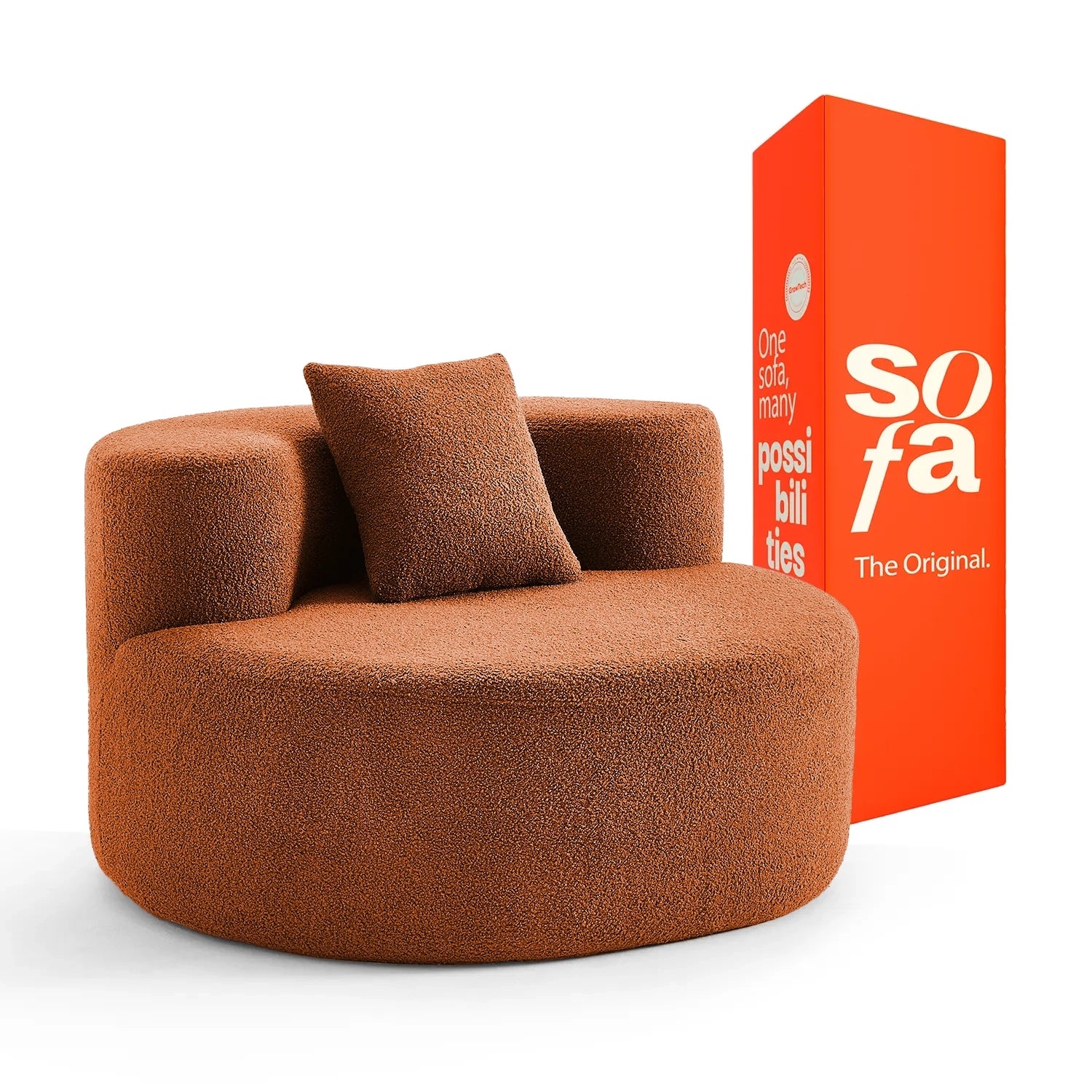 The growing sofa Dunne Chair in Boucle - Orange