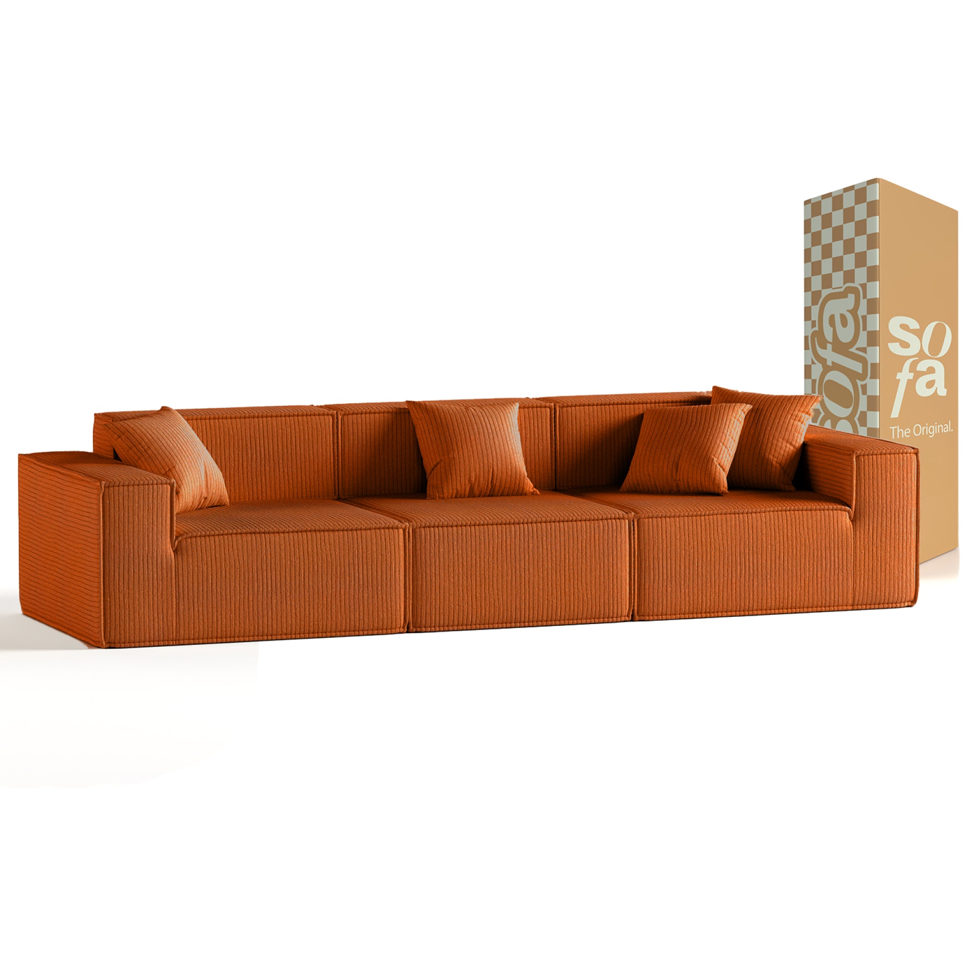 The growing sofa Pelion 3 seats in Boucle - Orange