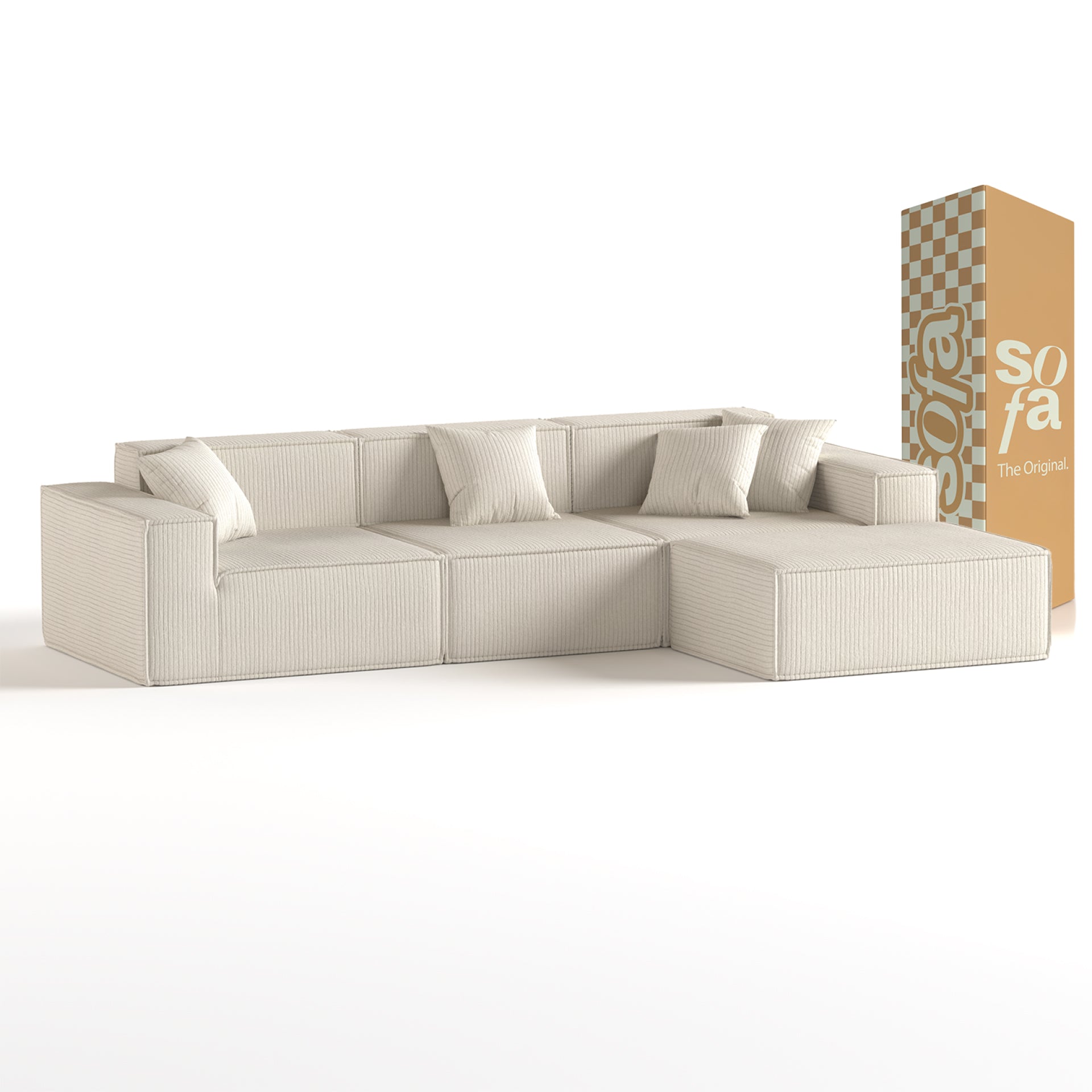 The growing sofa Pelion 3 seats + 1 chaises in Boucle - Linen