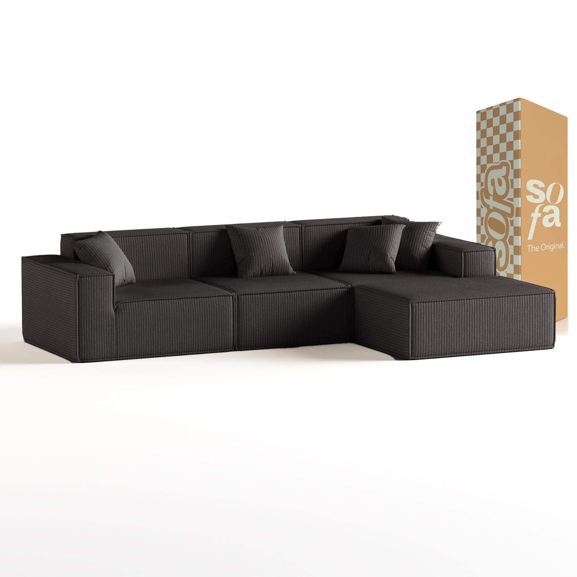 The growing sofa Pelion 3 seats + 1 chaises in Boucle - Gray