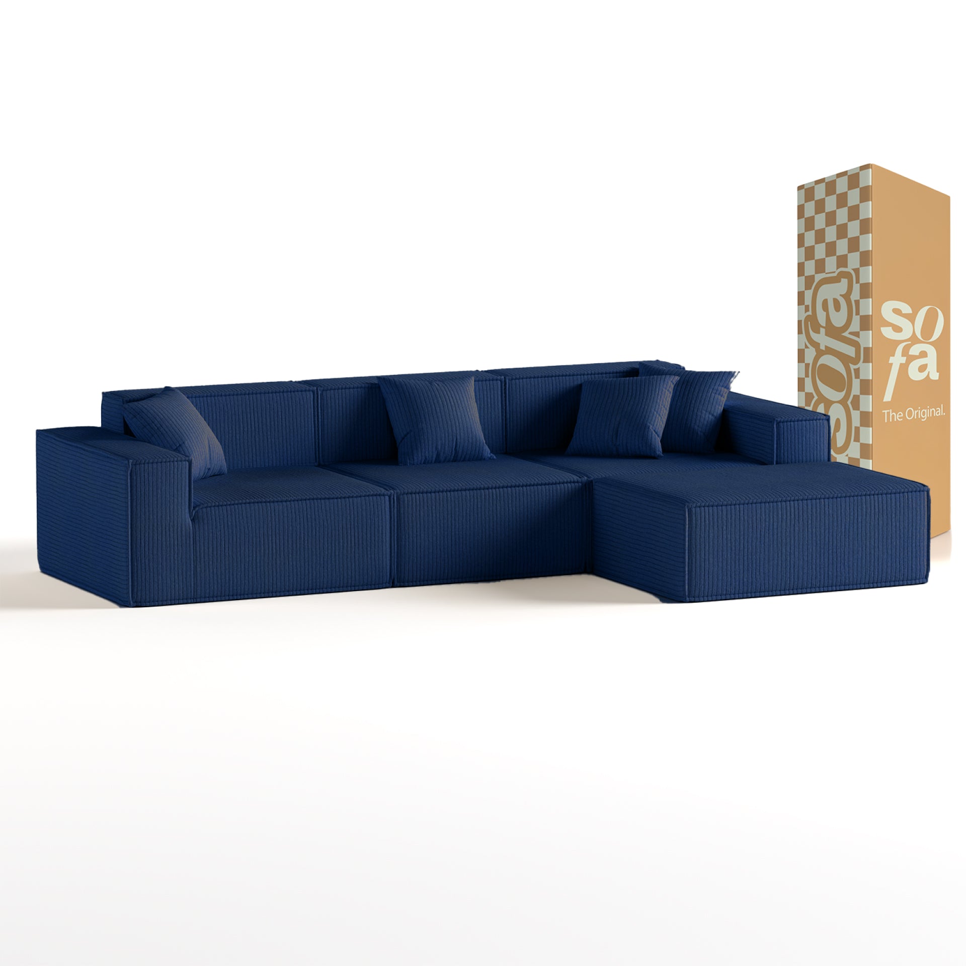 The growing sofa Pelion 3 seats + 1 chaises in Boucle - Blue