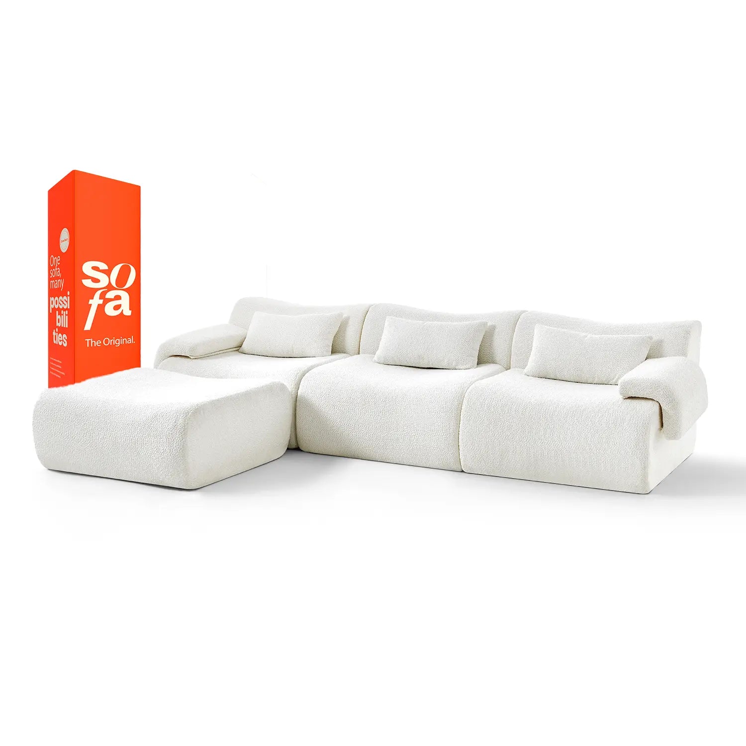 The growing sofa Horizon in Boucle - Linen