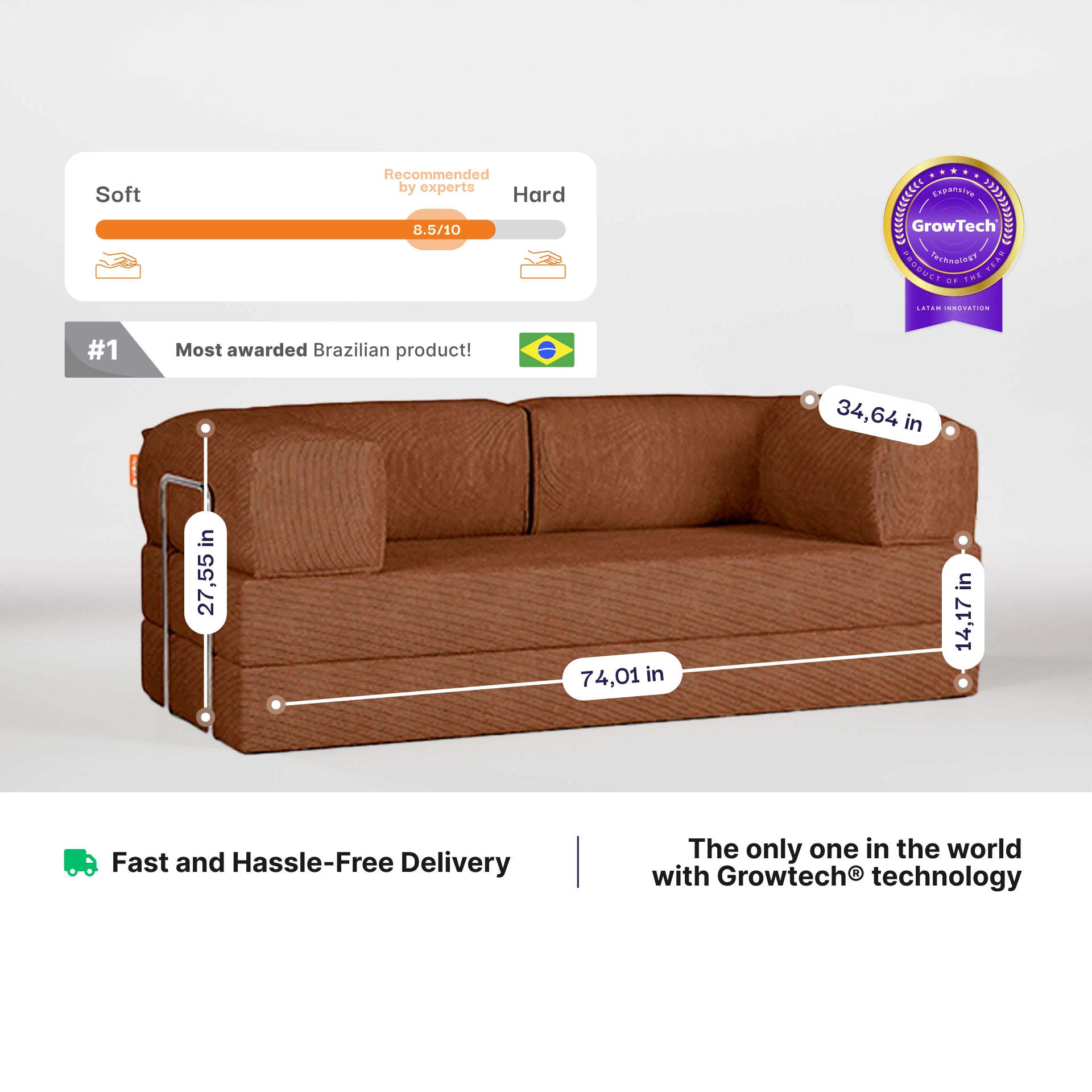 The Growing Sofa | Bloom Sofa Bed Corduroy - Brown