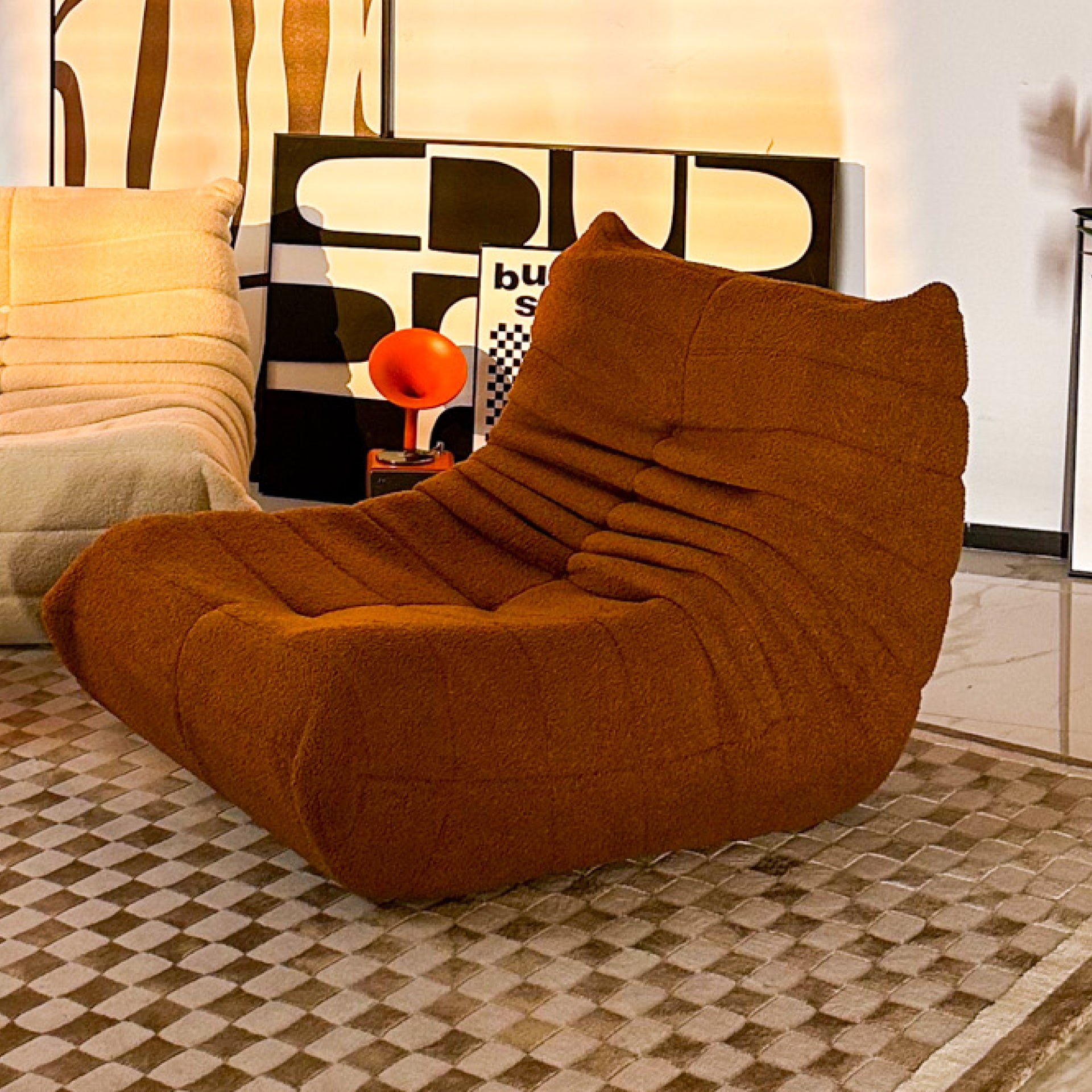 The growing sofa 1973 1 seat in Boucle - Orange