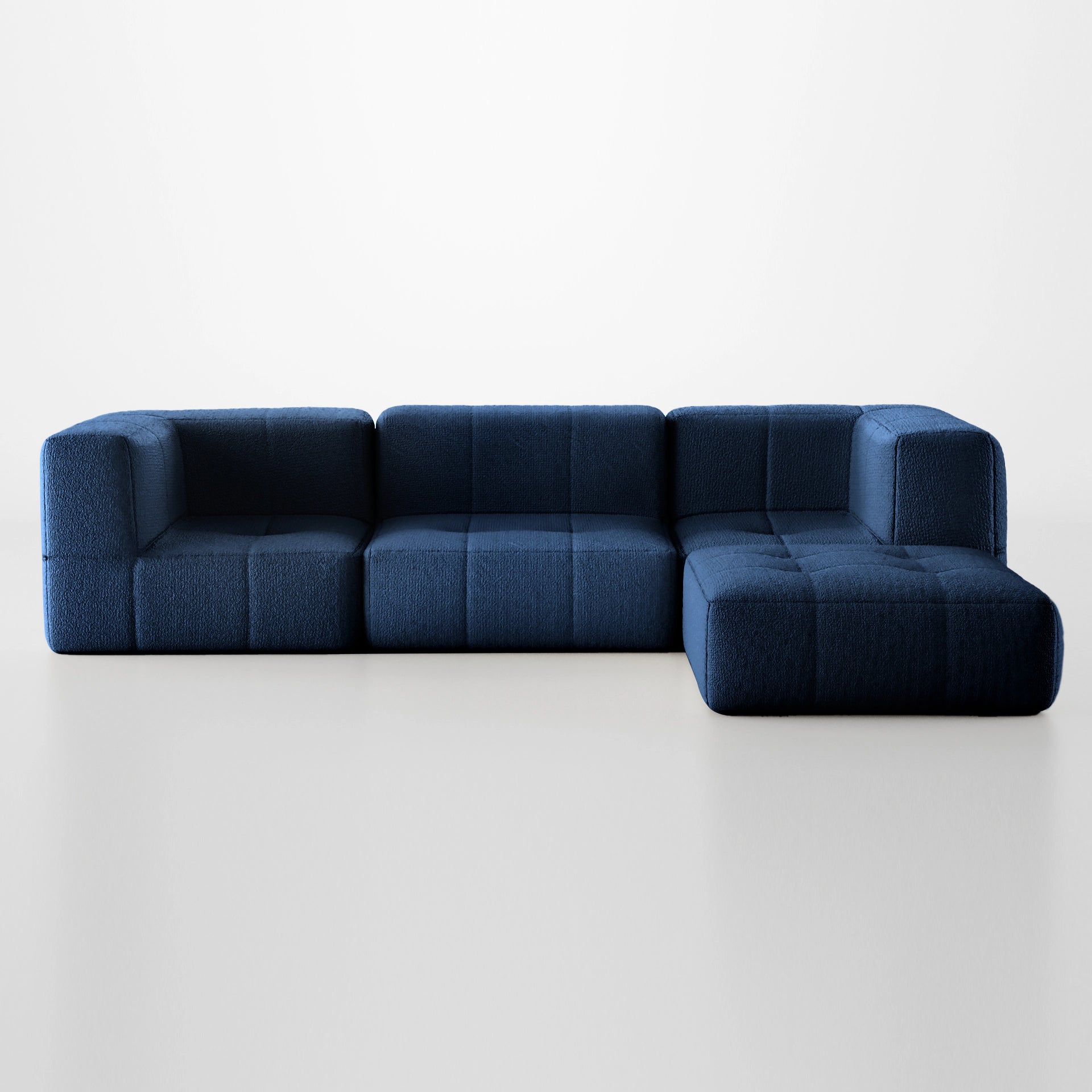 The growing sofa modular 3-Seater in Bouclé 2 Arm with Chaise - Blue