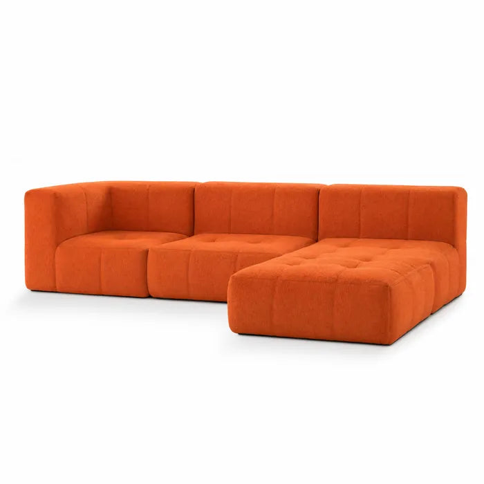 The Growing Sofa | 4-Piece Modular Sofa with 1 Corner Pieces, 2 Armless Chair, and 1 Ottoman - Orange