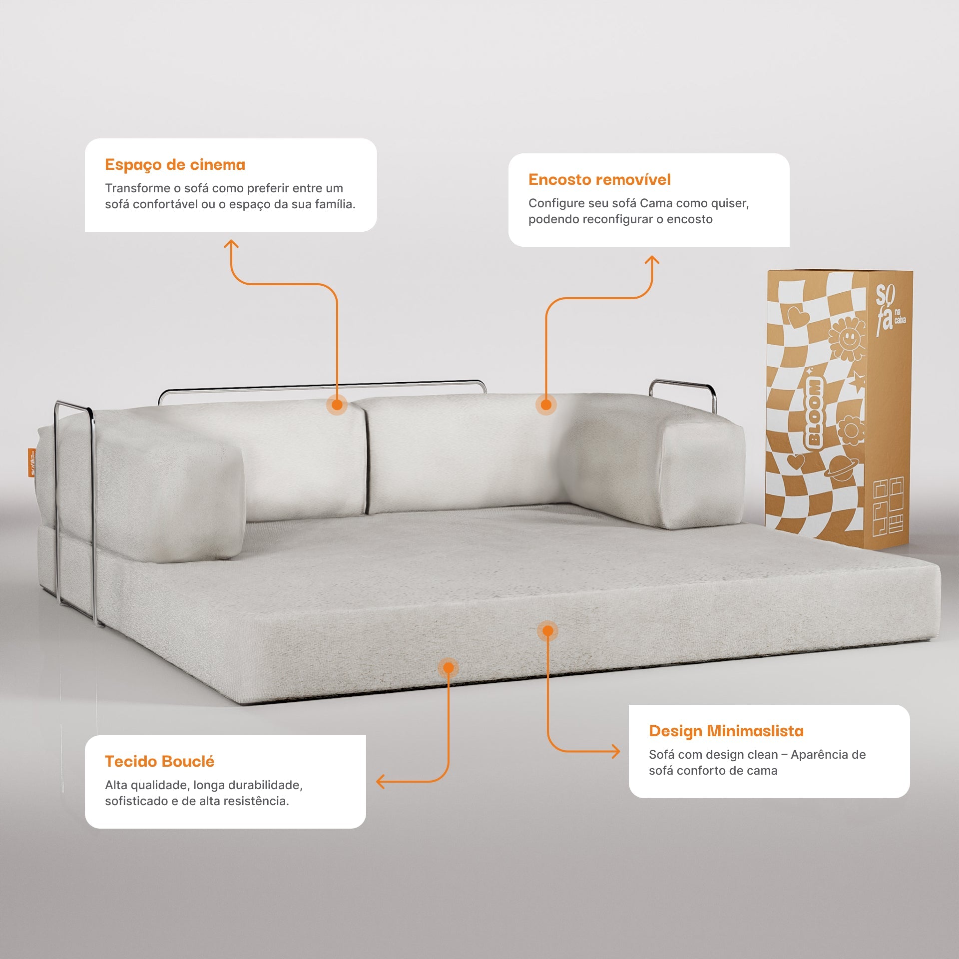 The Growing Sofa | Bloom Sofa Bed Boucle - Orange