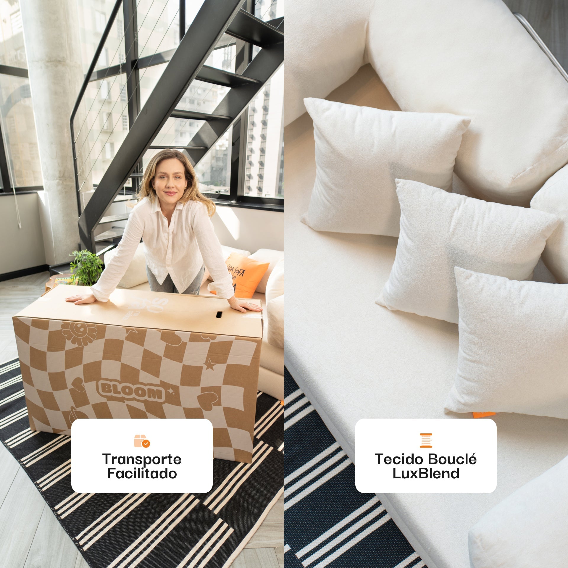 The Growing Sofa | Bloom Sofa Bed Boucle - Orange