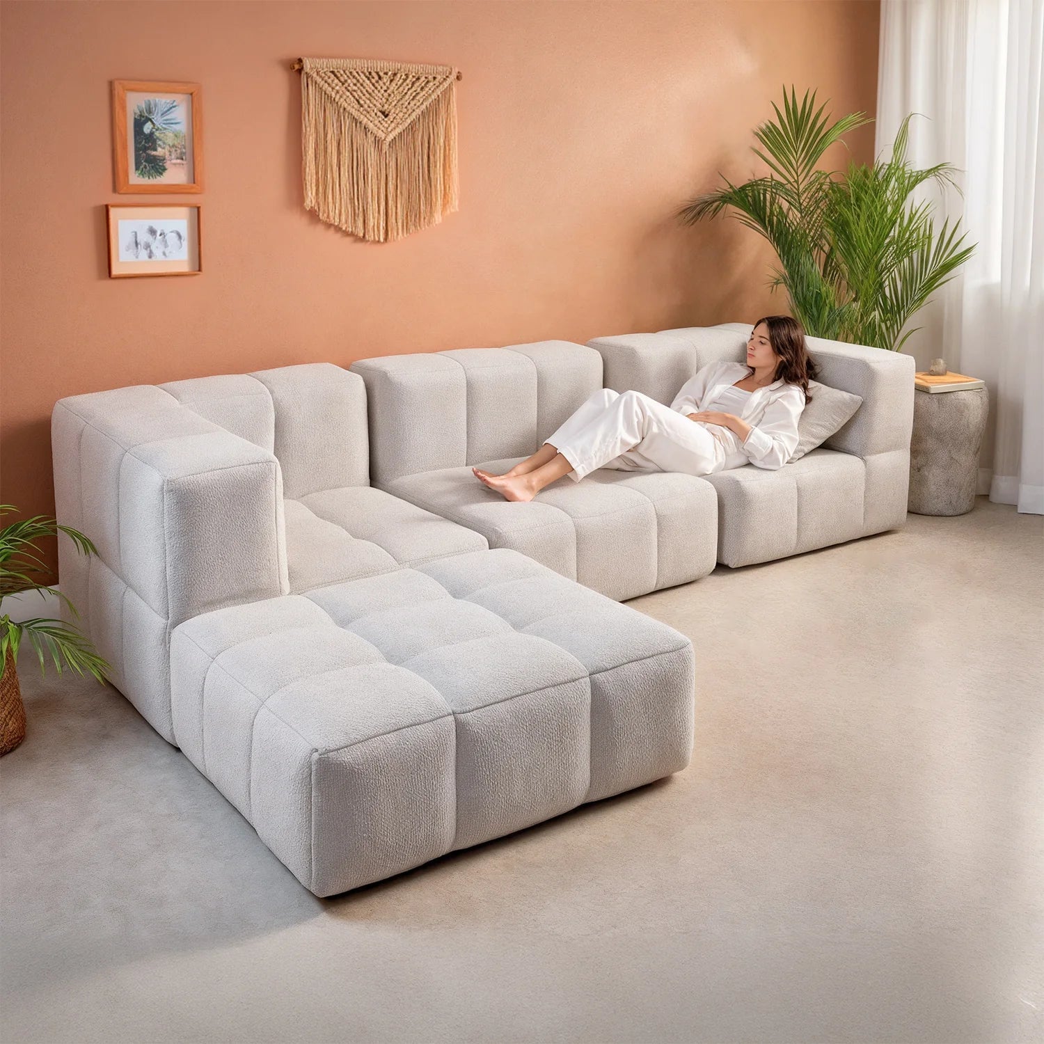 The Growing Sofa | 5-Piece Modular Sofa with 2 Corner Pieces, 2 Armless Chairs, and 1 Ottoman - Gray