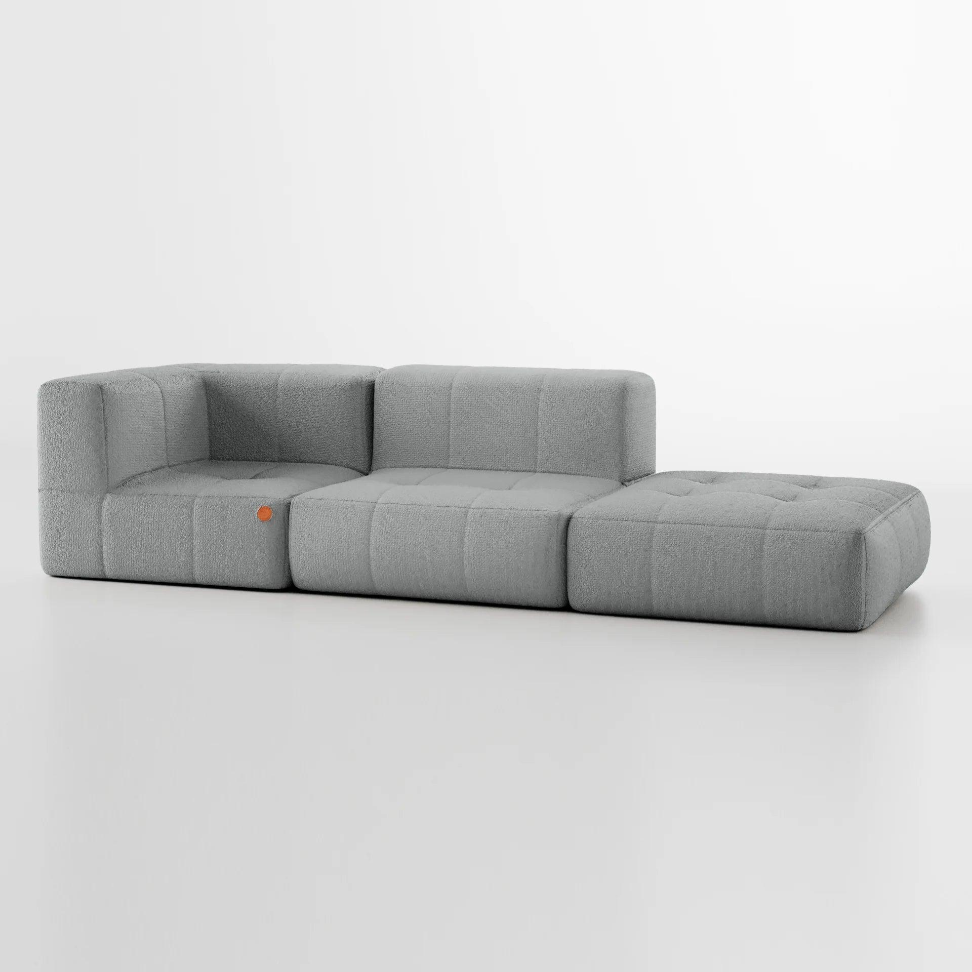 The Growing Sofa | 3-Piece Modular Sofa with 1 Corner Piece, 1 Armless Chair, and 1 Ottoman - Gray