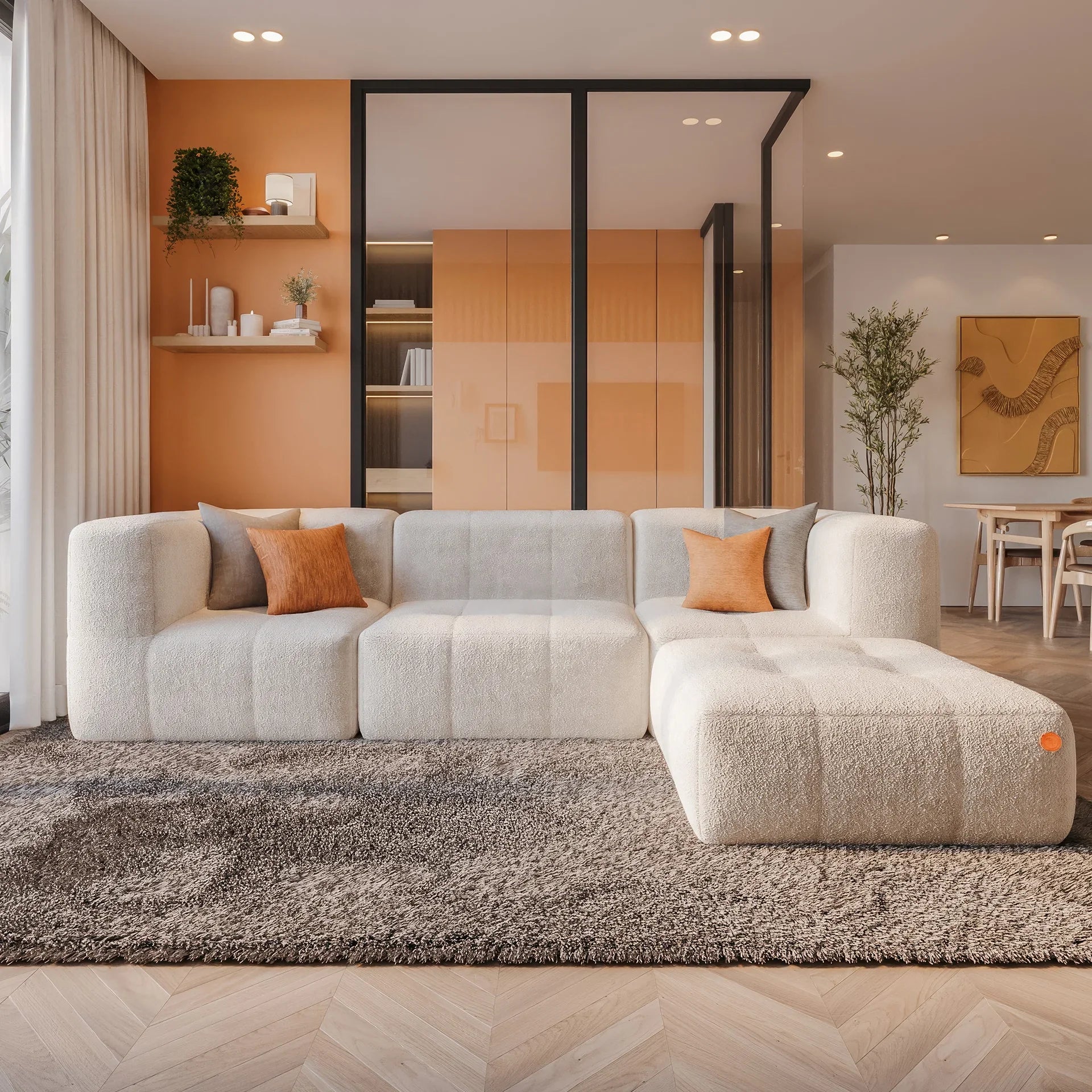 The Growing Sofa | 4-Piece Modular Sofa with 2 Corner Pieces, 1 Armless Chair, and 1 Ottoman - Linen