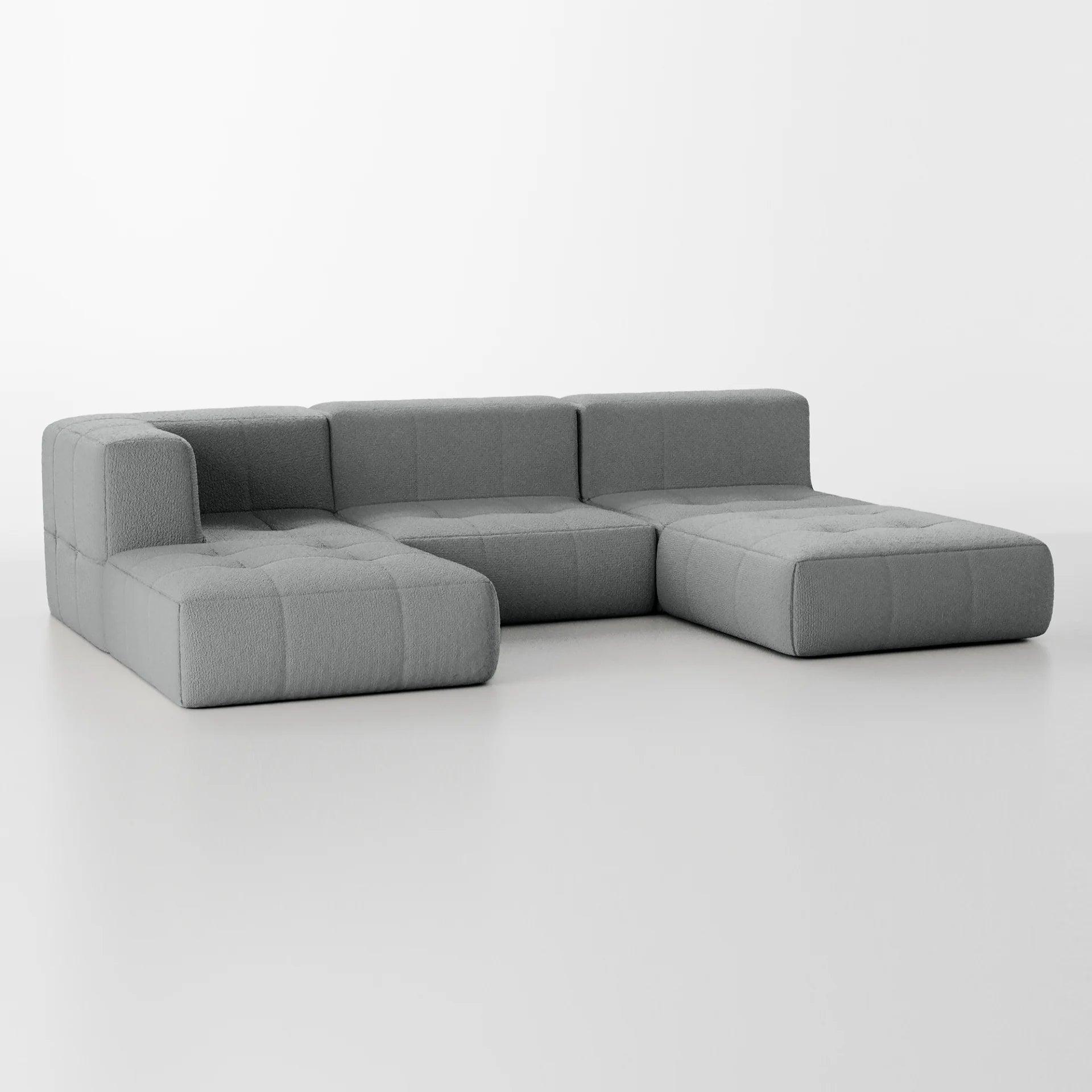 The Growing Sofa | 5-Piece Modular Sofa with 1 Corner Piece, 2 Armless Chairs, and 2 Ottomans - Gray