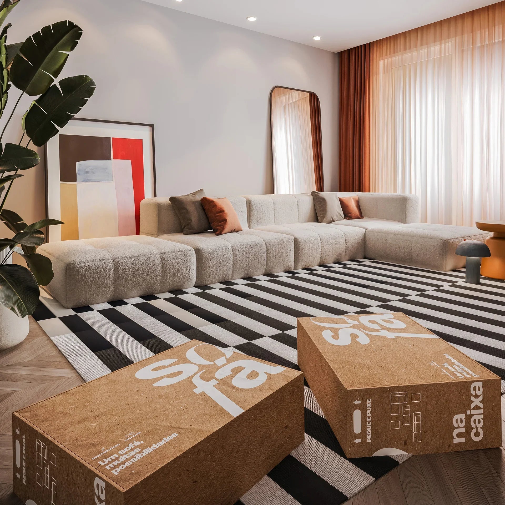The Growing Sofa | 4-Piece Modular Sofa with 2 Corner Pieces, 1 Armless Chair, and 1 Ottoman - Linen