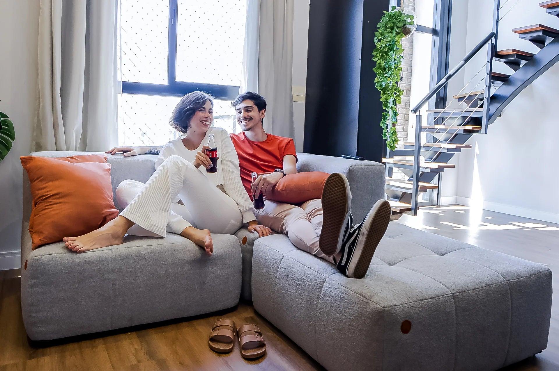 The Growing Sofa | 5-Piece Modular Sofa with 2 Corner Pieces, 2 Armless Chairs, and 1 Ottoman - Gray